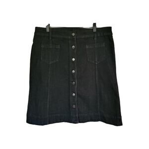 Chaps Denim Pencil Skirt Womens 14 Black Stretch Jean Western Cowgirl Nautical